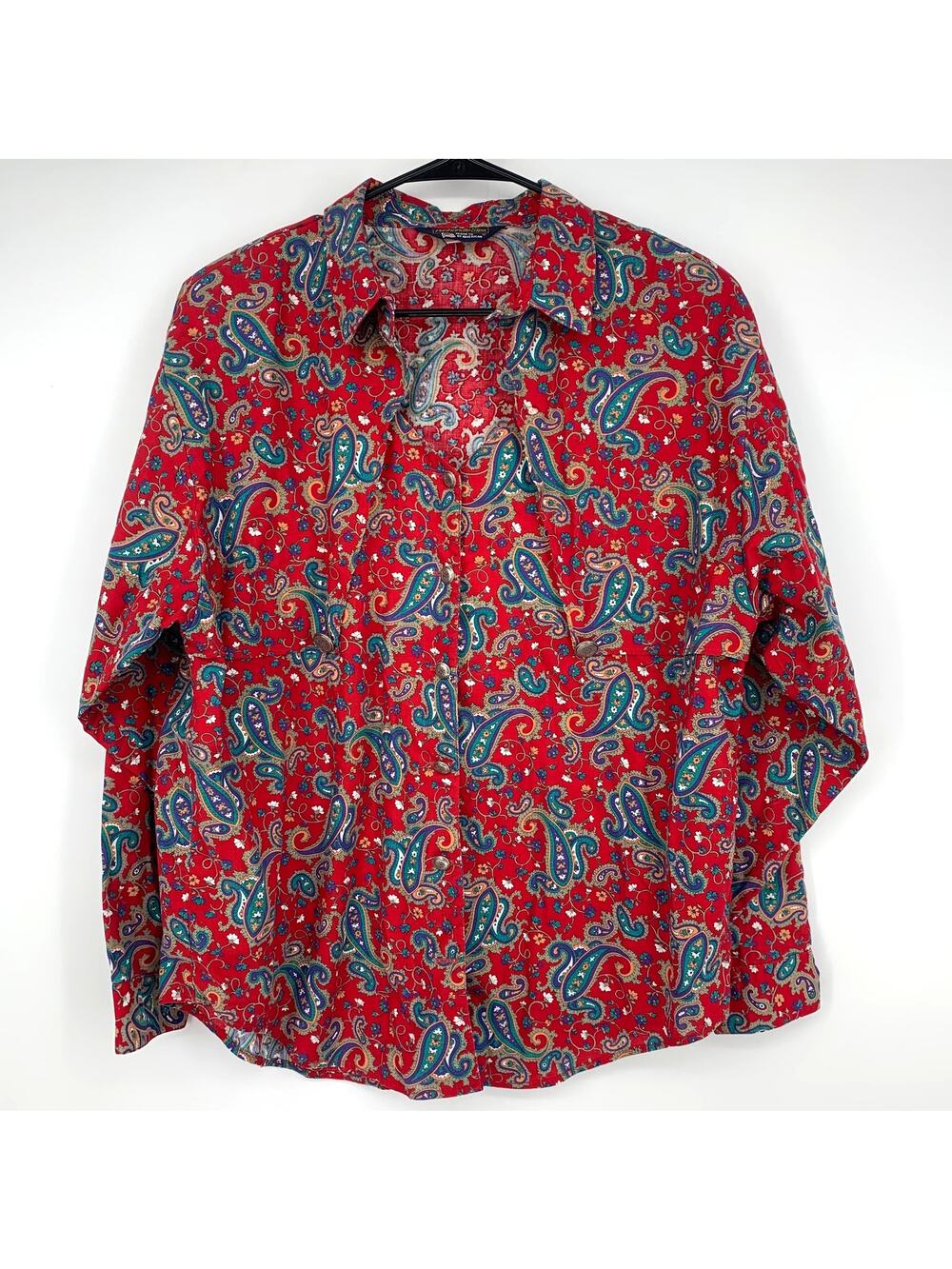 Panhandle Slim Women's Vintage Western Paisley Button Down Cotton Shirt Large